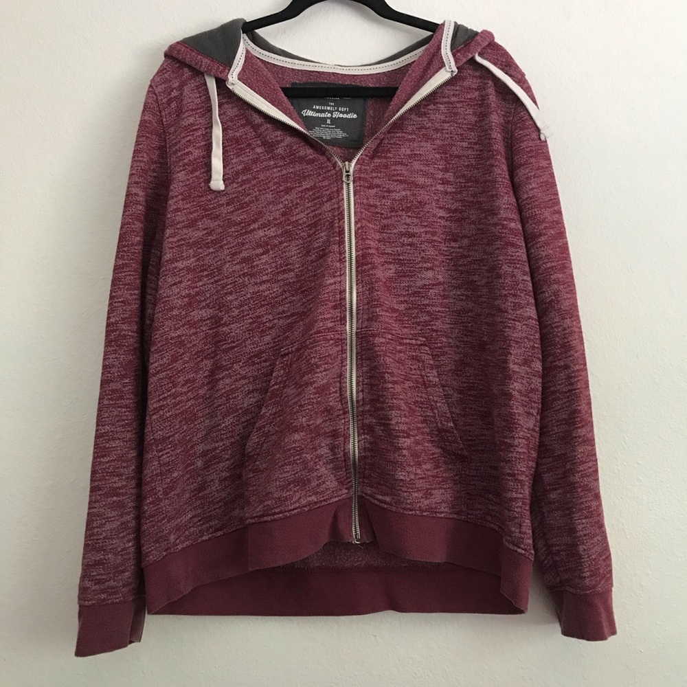 Zip up hooded jacket maroon urban pipeline XL